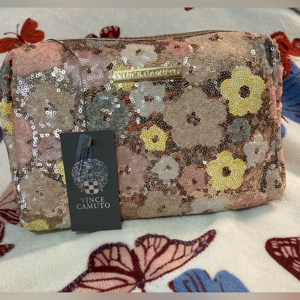 Floral sequins Vince Camuto Mini Bag/Clutch purse Makeup Bag